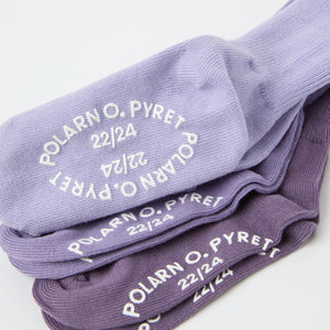 Three Pack Purple Antislip Kids Socks from the Polarn O. Pyret kidswear collection. Ethically produced kids clothing.