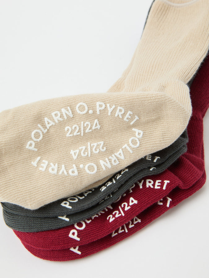 Three Pack organic Antislip Kids Socks from the Polarn O. Pyret kidswear collection. Clothes made using sustainably sourced materials.