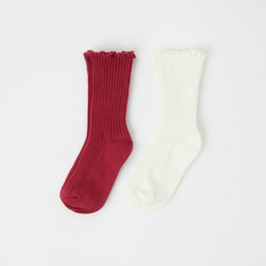 Two Pack Cotton Kids Socks from the Polarn O. Pyret kidswear collection. Nordic kids clothes made from sustainable sources.