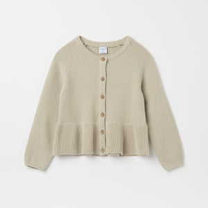 Beige Frilled Cotton Kids Cardigan from the Polarn O. Pyret kidswear collection. The best ethical kids clothes