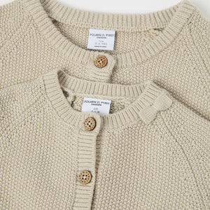 Beige Frilled Cotton Kids Cardigan from the Polarn O. Pyret kidswear collection. The best ethical kids clothes