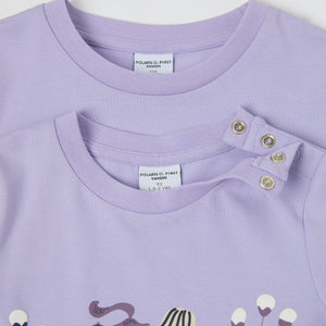 Purple Floral Print Kids Top from the Polarn O. Pyret kidswear collection. Clothes made using sustainably sourced materials.