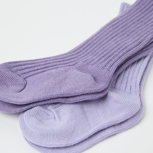 Purple Two Pack Baby Socks from the Polarn O. Pyret baby collection. Ethically produced kids clothing.