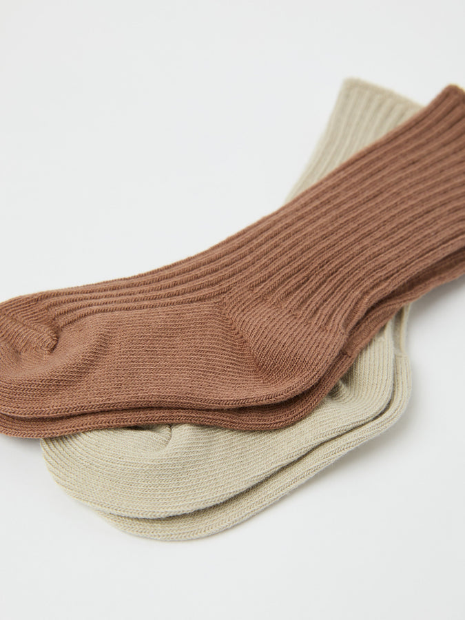 Beige Two Pack Baby Socks from the Polarn O. Pyret baby collection. Clothes made using sustainably sourced materials.