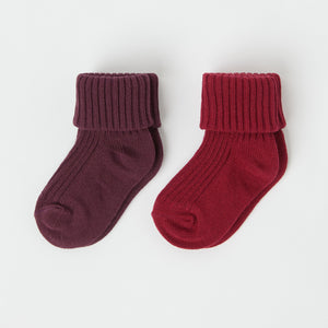 Red Two Pack Baby Socks from the Polarn O. Pyret baby collection. The best ethical kids clothes