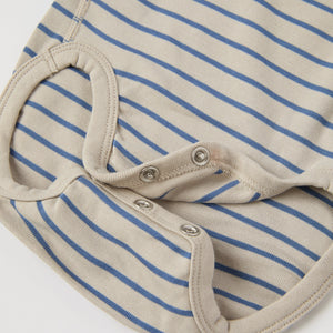 Striped Rabbit Appliqué Babygrow from the Polarn O. Pyret baby collection. Nordic kids clothes made from sustainable sources.