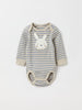 Striped Rabbit Appliqué Babygrow from the Polarn O. Pyret baby collection. Nordic kids clothes made from sustainable sources.