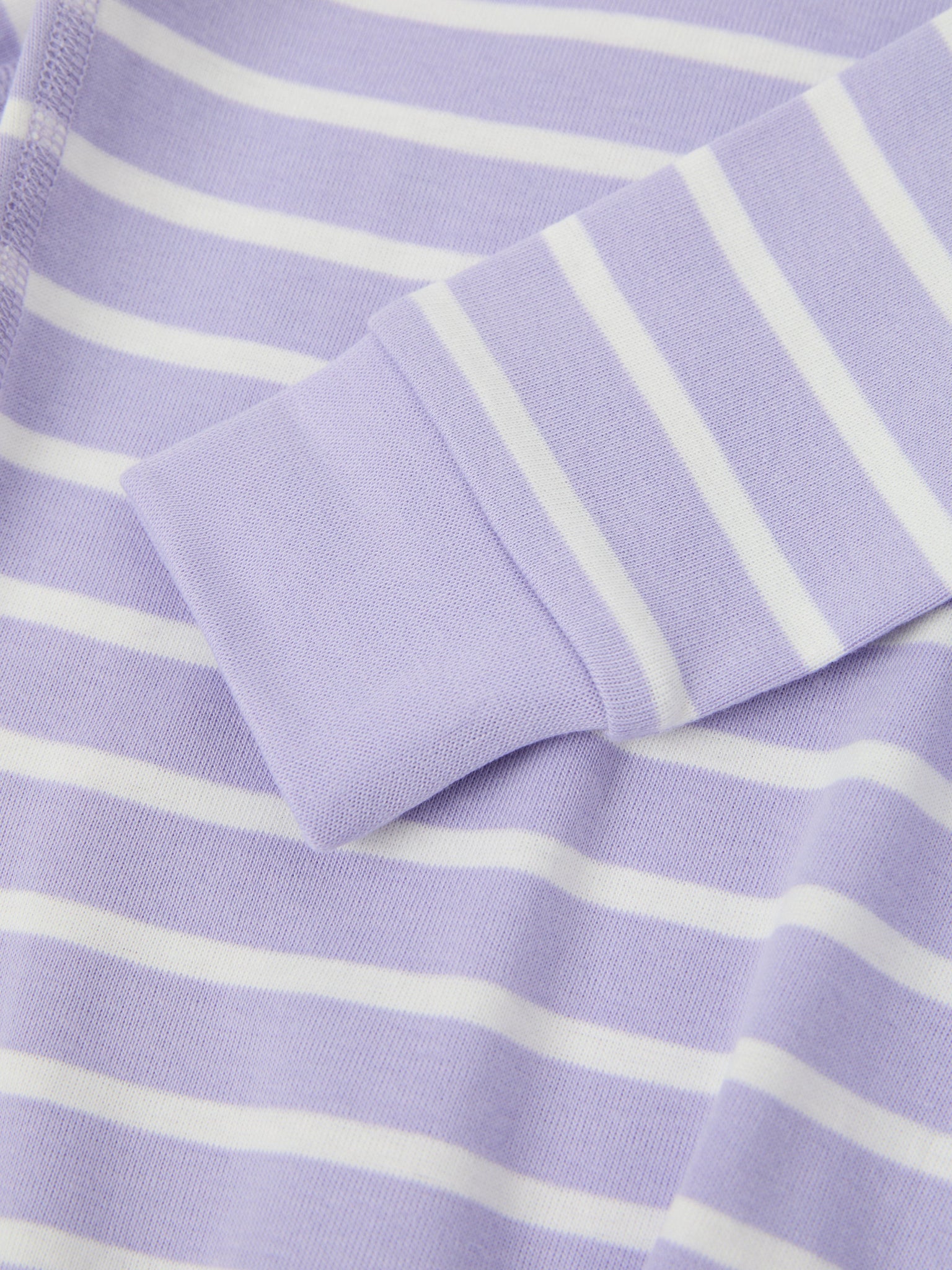 Purple Striped Babygrow from the Polarn O. Pyret baby collection. Clothes made using sustainably sourced materials.