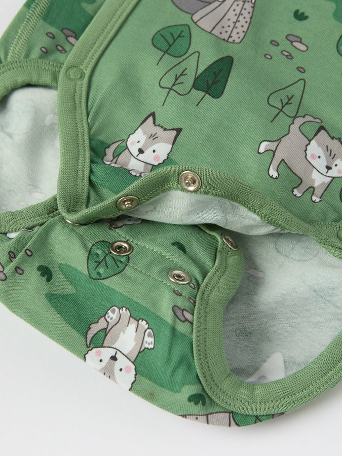 Mountain Fox Print Wraparound Babygrow from the Polarn O. Pyret baby collection. The best ethical kids clothes