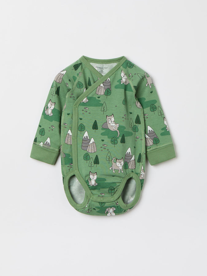 Mountain Fox Print Wraparound Babygrow from the Polarn O. Pyret baby collection. The best ethical kids clothes