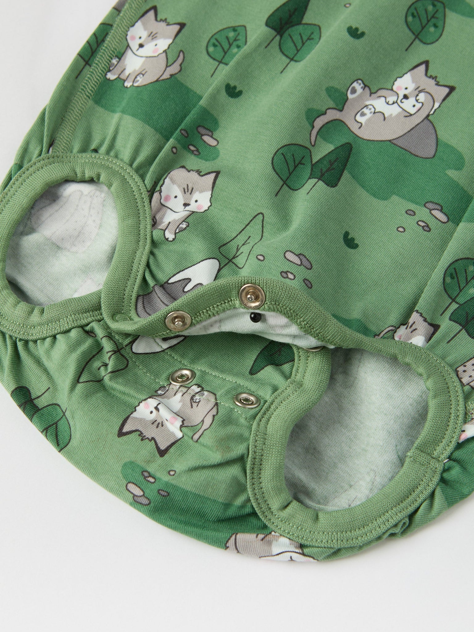 Mountain Fox Print Babygrow from the Polarn O. Pyret baby collection. Nordic kids clothes made from sustainable sources.