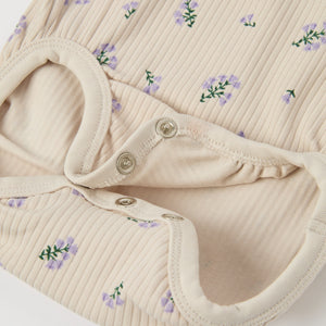 Ribbed Floral Print Organic Babygrow from the Polarn O. Pyret baby collection. Nordic kids clothes made from sustainable sources.