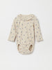 Ribbed Floral Print Organic Babygrow from the Polarn O. Pyret baby collection. Nordic kids clothes made from sustainable sources.