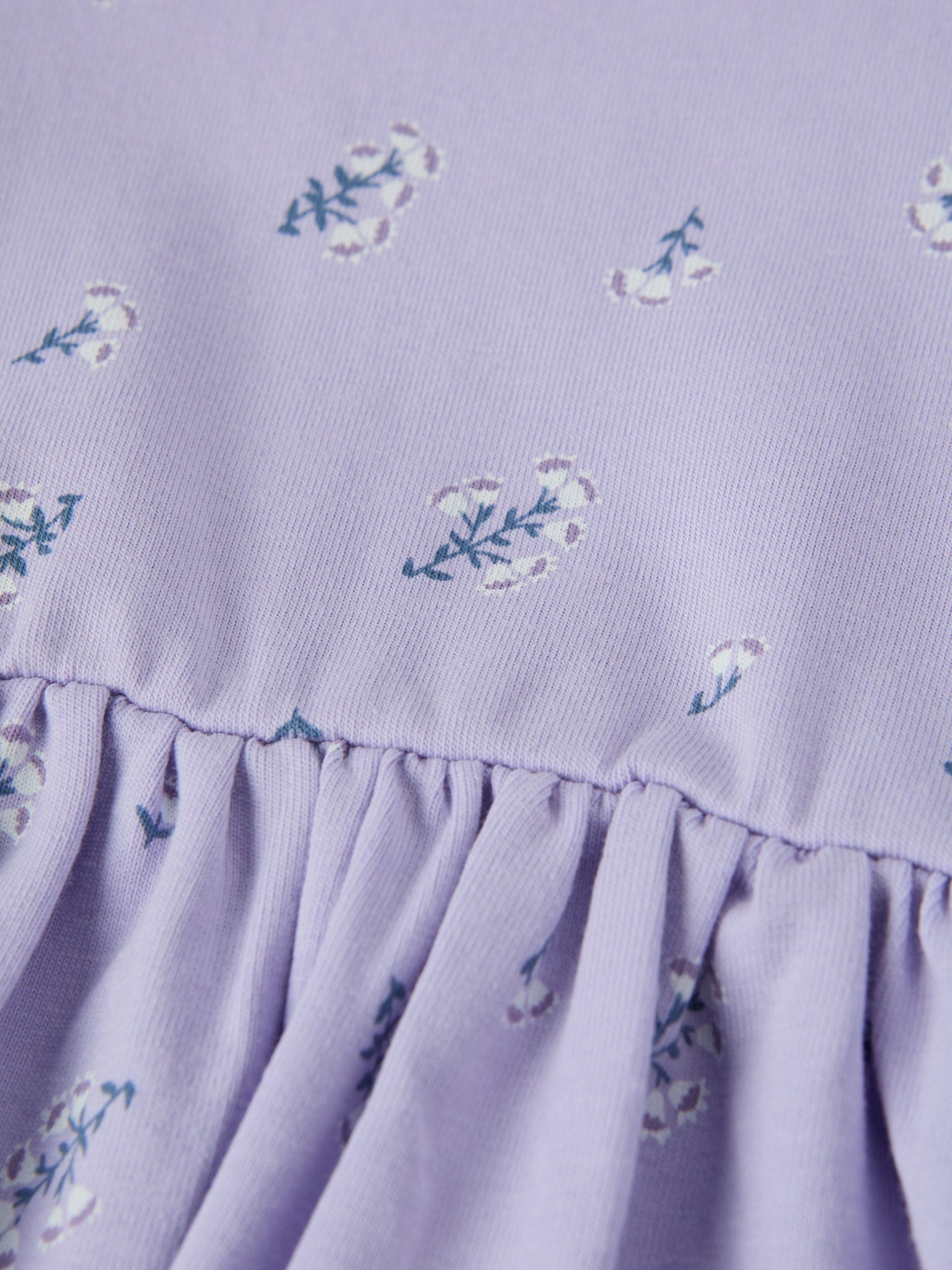 Purple Floral Print Babygrow Dress from the Polarn O. Pyret baby collection. Ethically produced kids clothing.