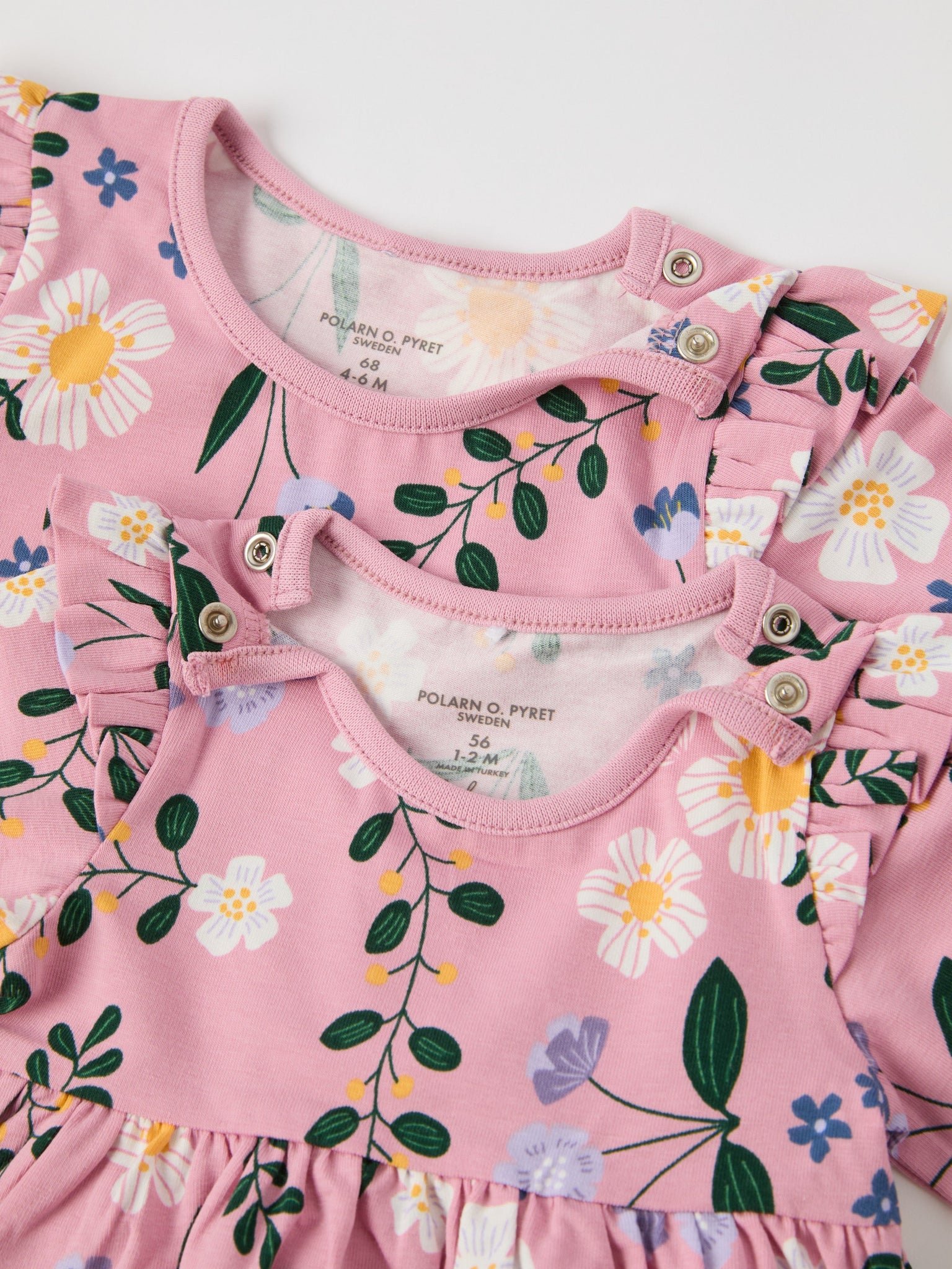 Floral Print Organic Cotton Baby Dress from the Polarn O. Pyret baby collection. Nordic kids clothes made from sustainable sources.