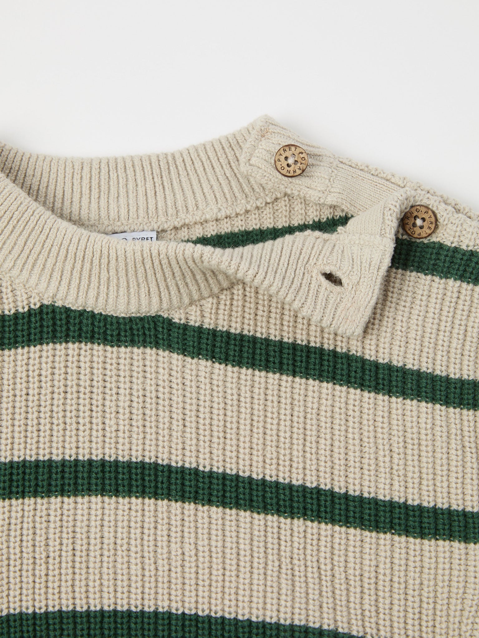 Green Striped Baby Jumper from the Polarn O. Pyret baby collection. Clothes made using sustainably sourced materials.