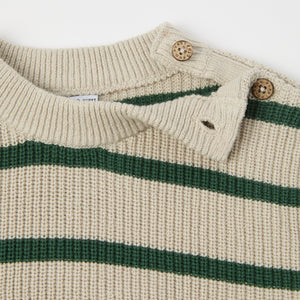 Green Striped Baby Jumper from the Polarn O. Pyret baby collection. Clothes made using sustainably sourced materials.