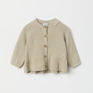 Beige Cotton Frilled Baby Cardigan from the Polarn O. Pyret baby collection. The best ethical kids clothes