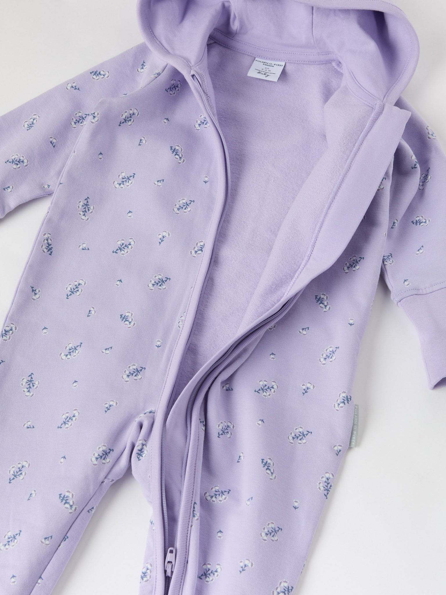 Purple Floral Print Baby All-in-one from the Polarn O. Pyret baby collection. The best ethical kids clothes