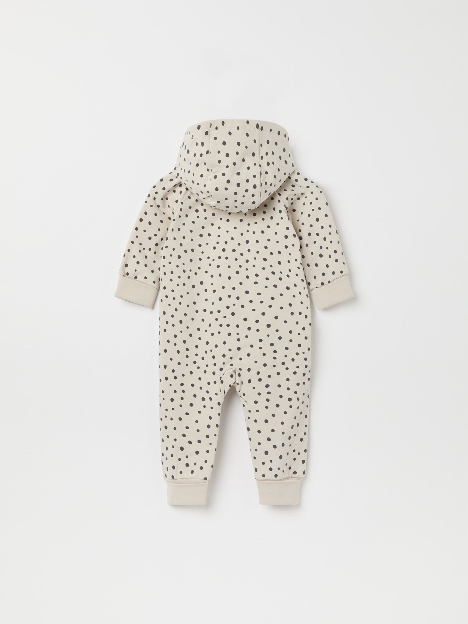 Polka Dot Print Organic Baby All-in-one from the Polarn O. Pyret baby collection. Nordic kids clothes made from sustainable sources.