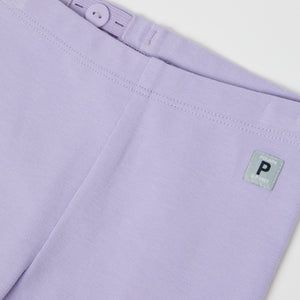 Purple Organic Cotton Baby Leggings from the Polarn O. Pyret baby collection. Ethically produced kids clothing.