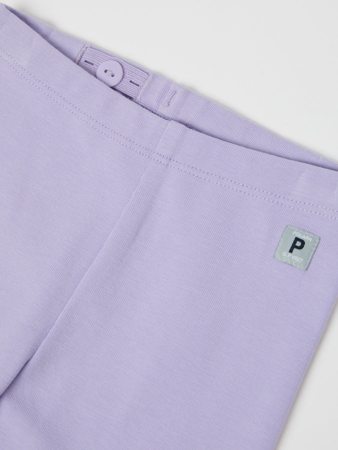 Purple Organic Cotton Baby Leggings from the Polarn O. Pyret baby collection. Ethically produced kids clothing.