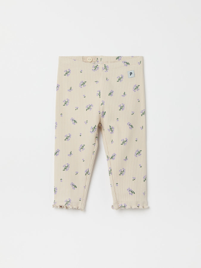 Ribbed Floral Print Baby Leggings from the Polarn O. Pyret baby collection. Clothes made using sustainably sourced materials.