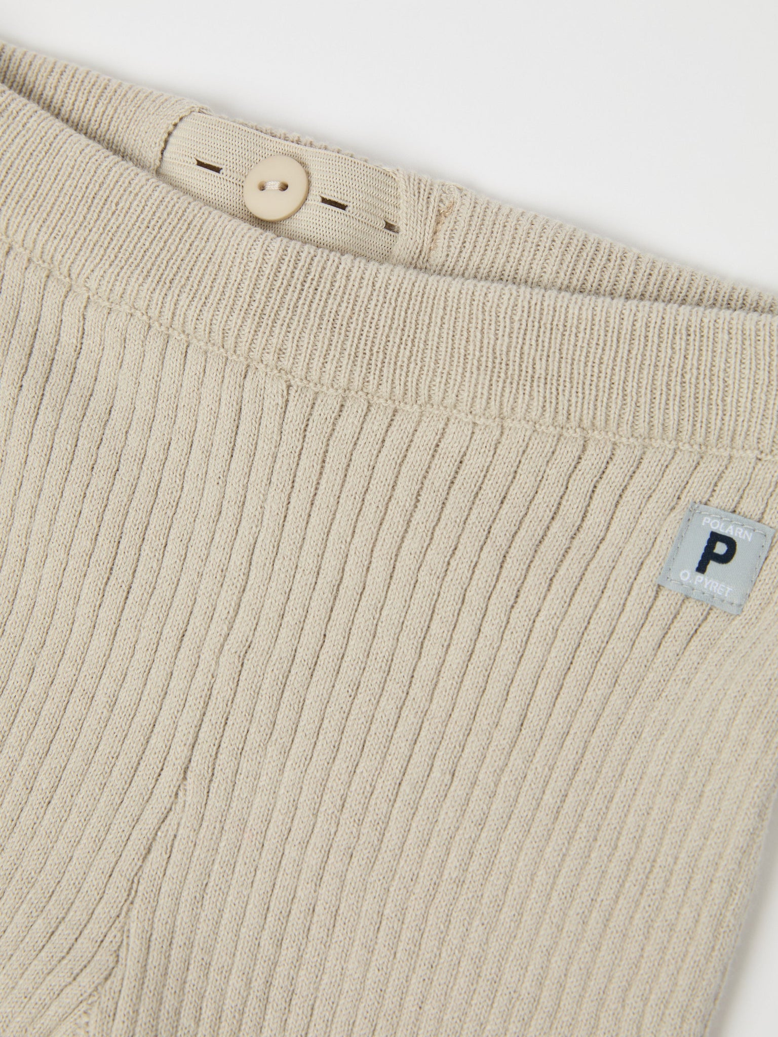 Beige Organic Cotton Baby Leggings from the Polarn O. Pyret baby collection. The best ethical kids clothes