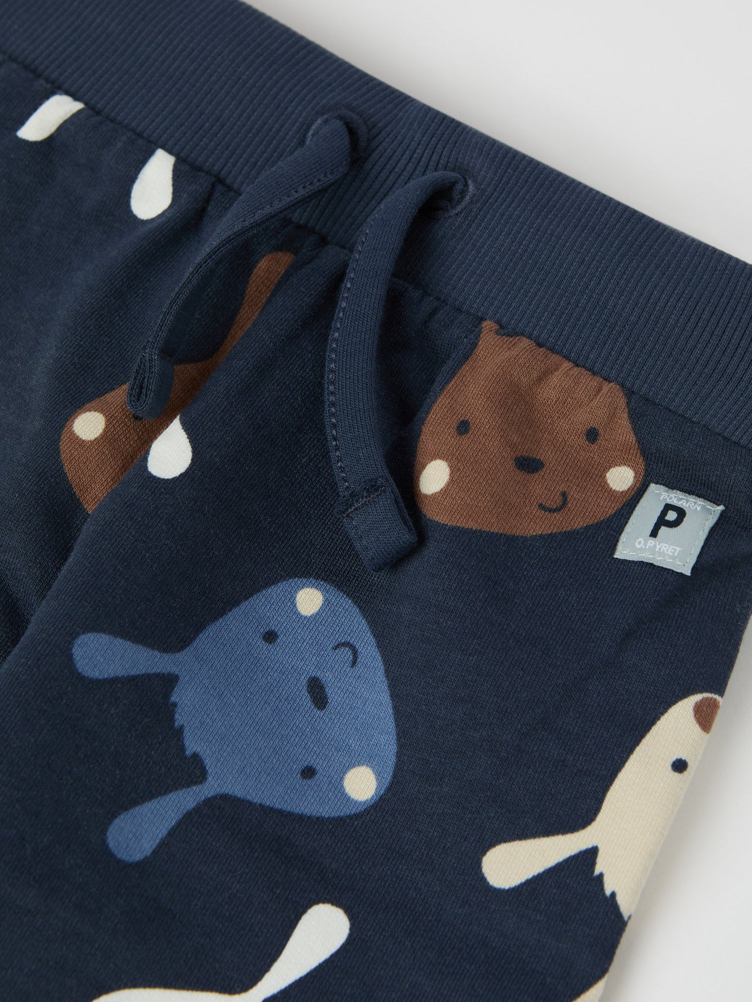 Navy Bunny Print Baby Joggers from the Polarn O. Pyret baby collection. Ethically produced kids clothing.