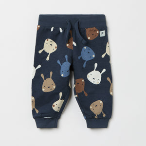 Navy Bunny Print Baby Joggers from the Polarn O. Pyret baby collection. Ethically produced kids clothing.