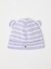 Purple Striped Baby Beanie Hat from the Polarn O. Pyret baby collection. Clothes made using sustainably sourced materials.