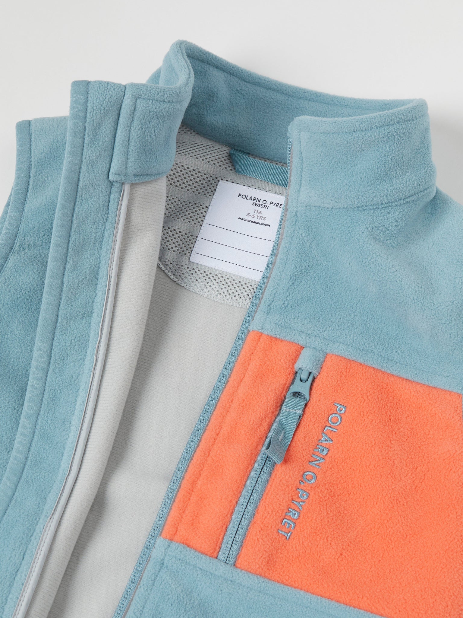 Blue Recycled Fleece Gillet from the Polarn O. Pyret kidswear collection. Made using ethically sourced materials.