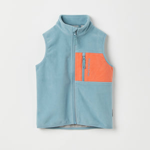 Blue Recycled Fleece Gillet from the Polarn O. Pyret kidswear collection. Made using ethically sourced materials.