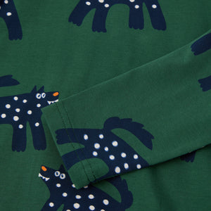 Green Wolf Print Kids Top from the Polarn O. Pyret kidswear collection. Ethically produced kids clothing.