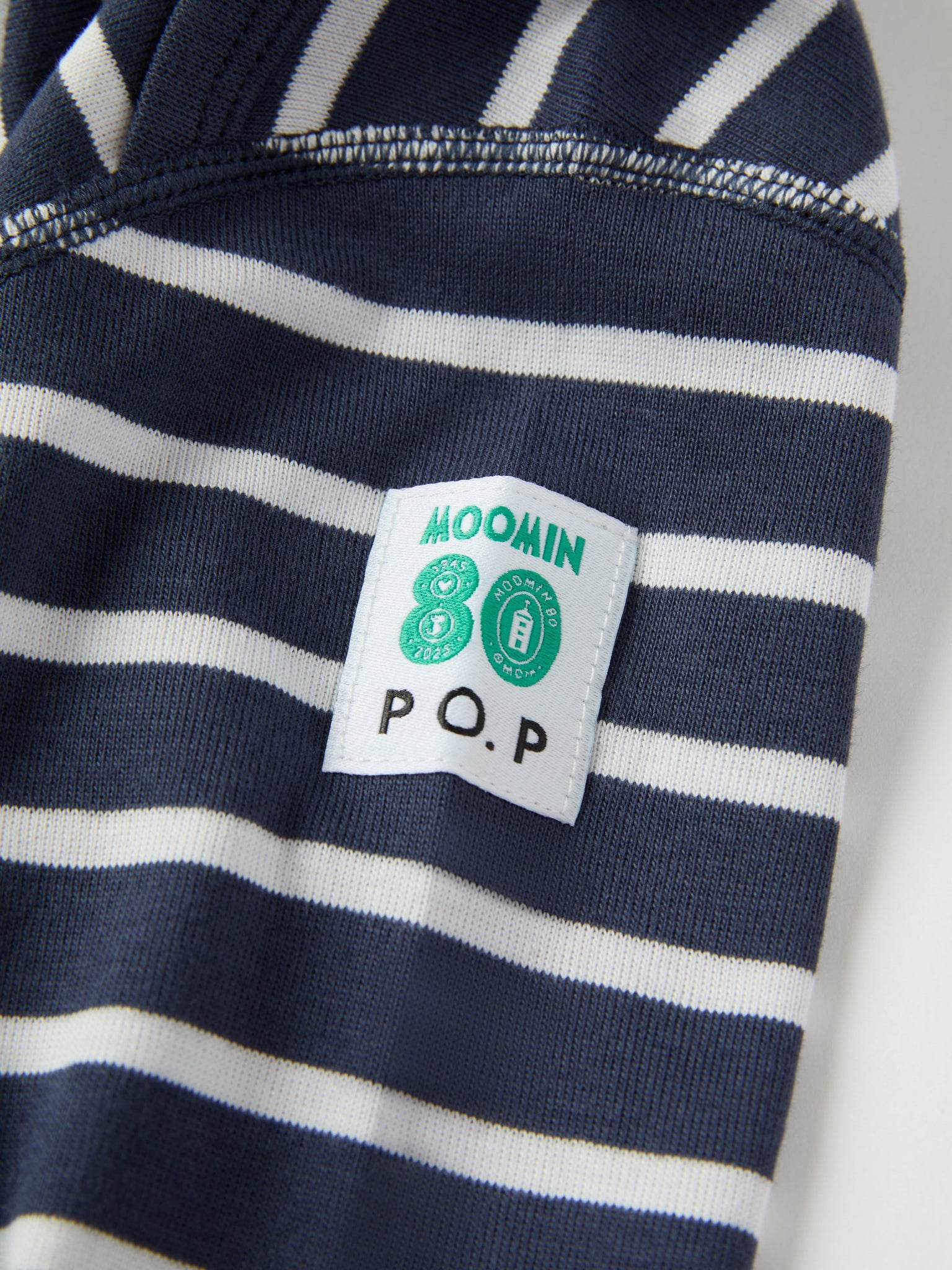 Striped Moomin Appliqué Babygrow from the Polarn O. Pyret baby collection. Nordic kids clothes made from sustainable sources.