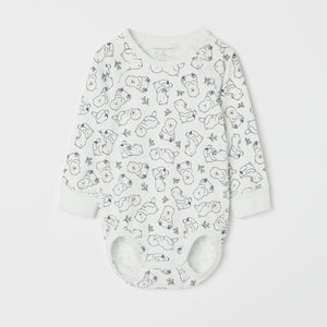 Organic Cotton Bear Print Babygrow from the Polarn O. Pyret baby collection. Nordic kids clothes made from sustainable sources.