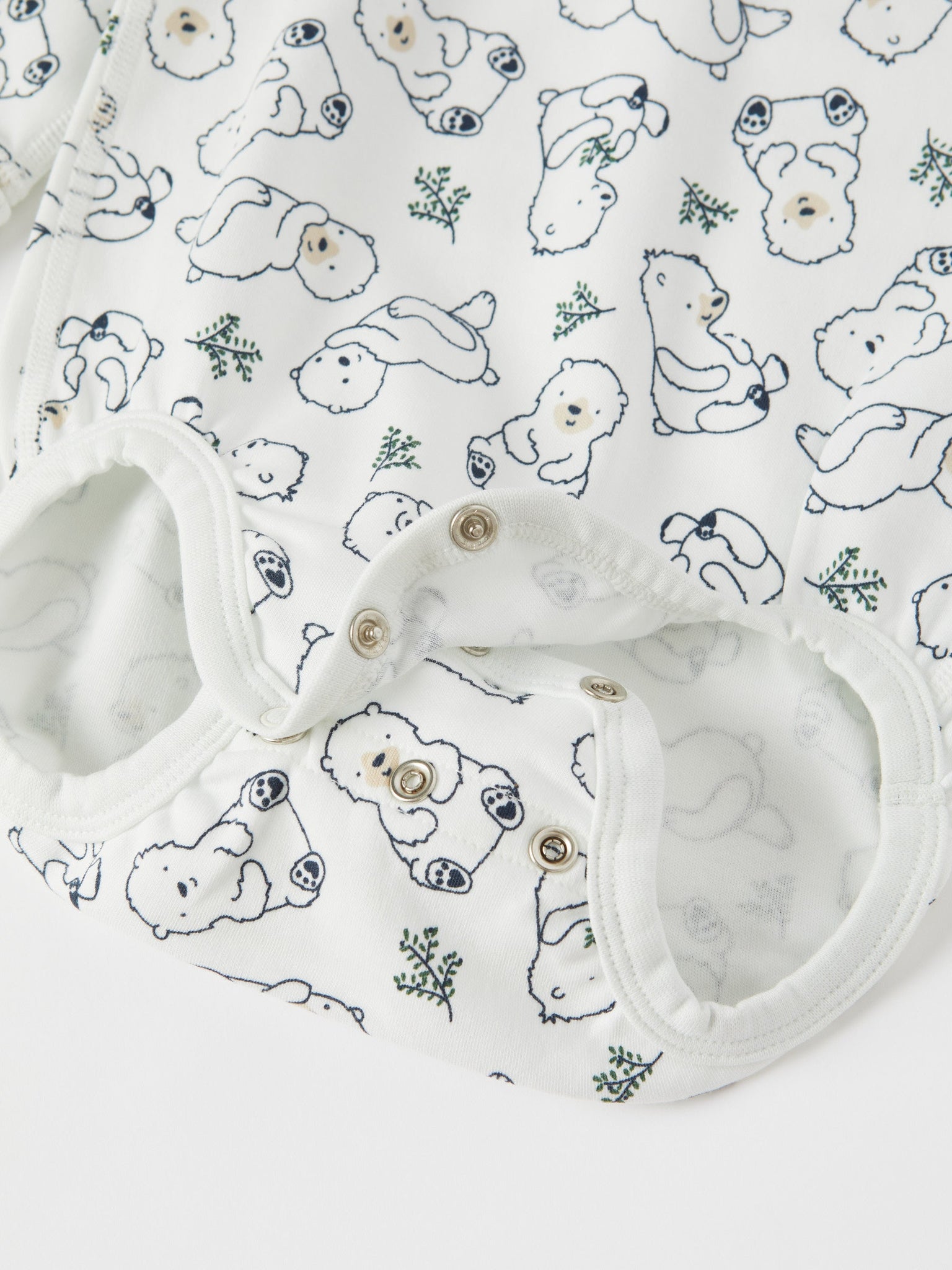 Organic Cotton Bear Print Babygrow from the Polarn O. Pyret baby collection. Nordic kids clothes made from sustainable sources.