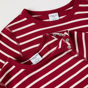 Organic Cotton Red Striped Kids Top from the Polarn O. Pyret kidswear collection. Ethically produced kids clothing.