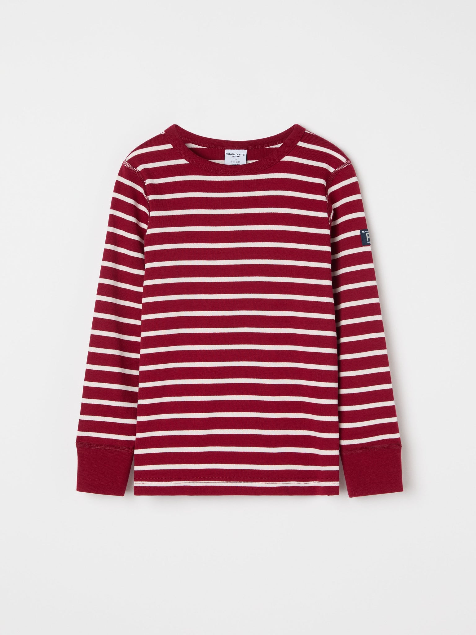 Organic Cotton Red Striped Kids Top from the Polarn O. Pyret kidswear collection. Ethically produced kids clothing.