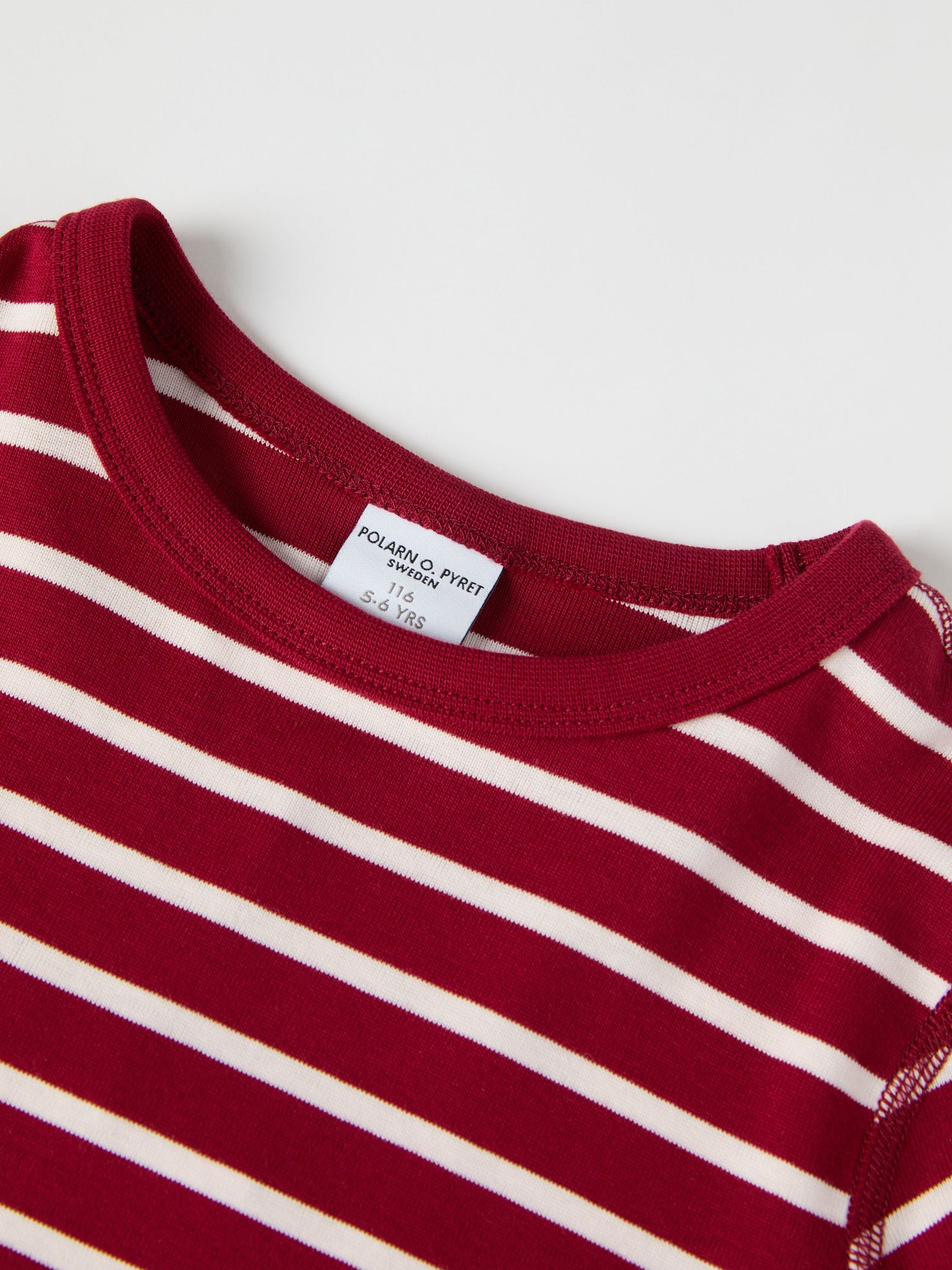 Organic Cotton Red Striped Kids Top from the Polarn O. Pyret kidswear collection. Ethically produced kids clothing.