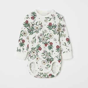 Organic Cotton Floral Print Babygrow from the Polarn O. Pyret baby collection. Nordic kids clothes made from sustainable sources.