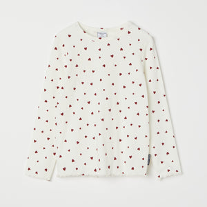 Ribbed Heart Print Kids Top from the Polarn O. Pyret kidswear collection. Ethically produced kids clothing.