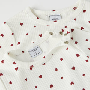 Ribbed Heart Print Kids Top from the Polarn O. Pyret kidswear collection. Ethically produced kids clothing.