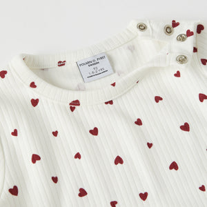 Ribbed Heart Print Kids Top from the Polarn O. Pyret kidswear collection. Ethically produced kids clothing.