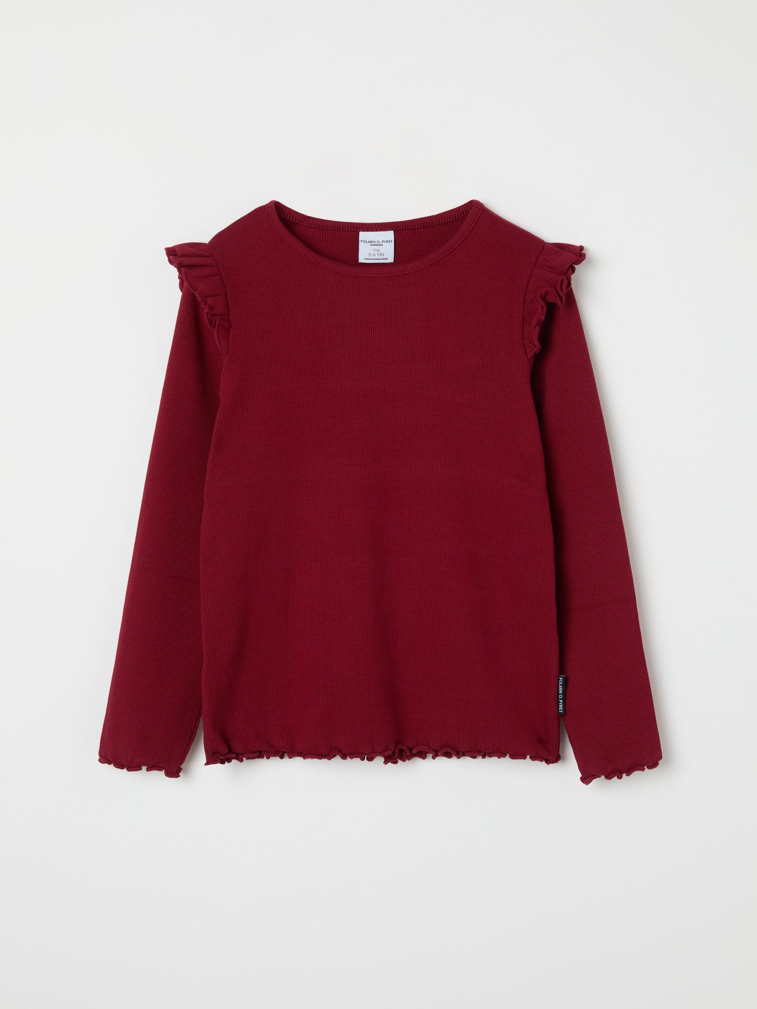 Red Ribbed Kids Top from the Polarn O. Pyret kidswear collection. Nordic kids clothes made from sustainable sources.