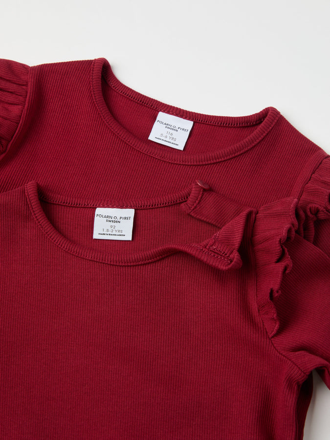 Red Ribbed Kids Top from the Polarn O. Pyret kidswear collection. Nordic kids clothes made from sustainable sources.