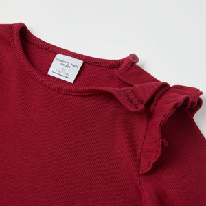 Red Ribbed Kids Top from the Polarn O. Pyret kidswear collection. Nordic kids clothes made from sustainable sources.