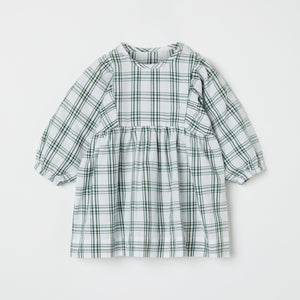 Organic Cotton Checked Baby Dress from the Polarn O. Pyret baby collection. Ethically produced kids clothing.