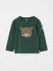 Bear Appliqué Organic Cotton Baby Top from the Polarn O. Pyret baby collection. Clothes made using sustainably sourced materials.