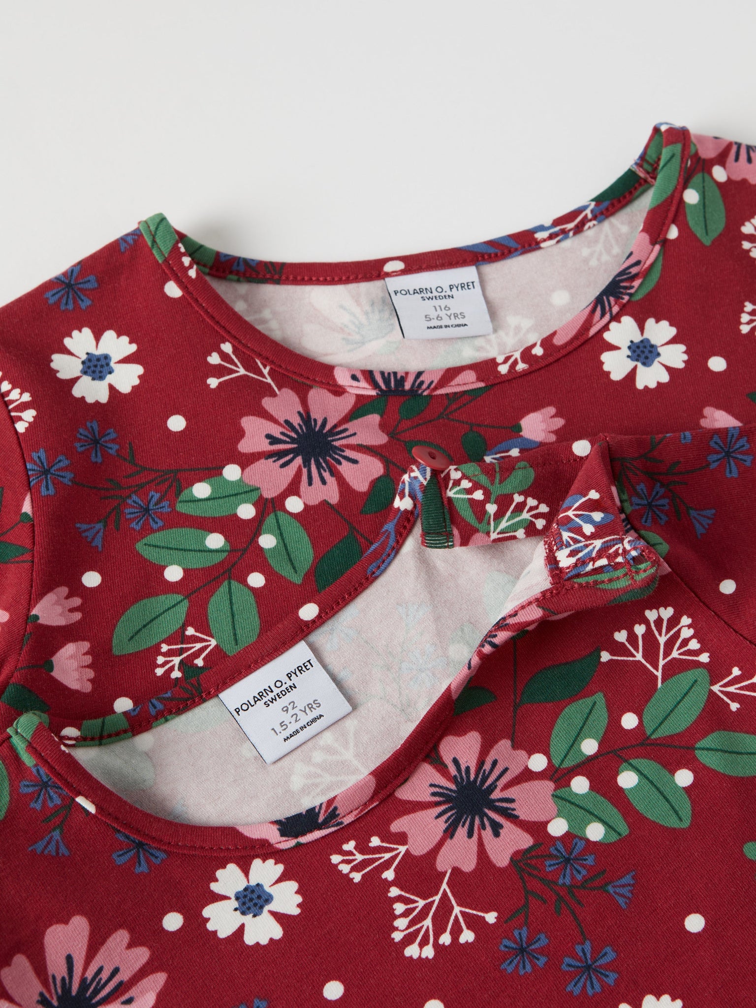 Red Floral Print Kids Top from the Polarn O. Pyret kidswear collection. Clothes made using sustainably sourced materials.